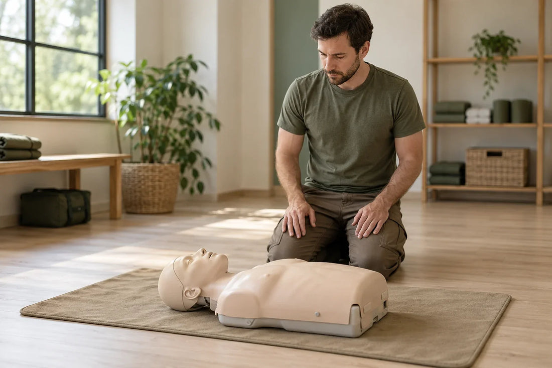 Préparation à une formation avec un mannequin de réanimation adulte.